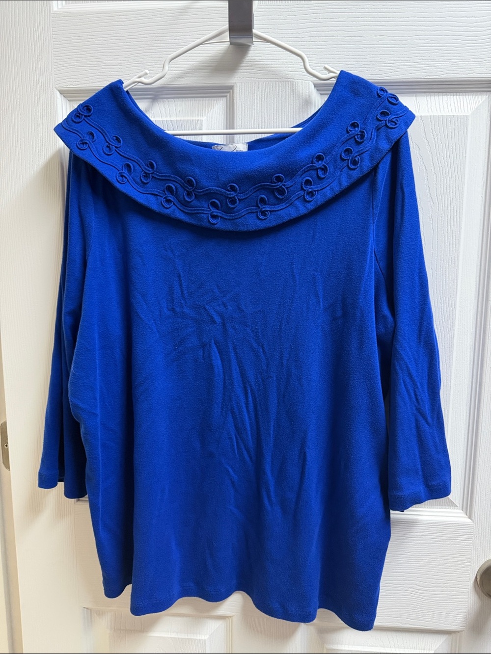 Kim Rogers Women's Bright Blue Knit Crewneck Top - 3X